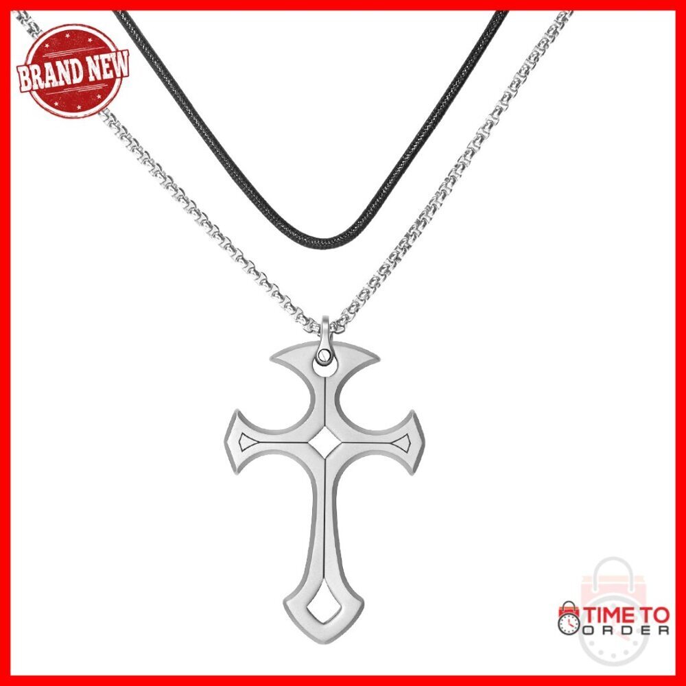 Titanium Cross Necklace with 2 Chains for Self Defense and EDC